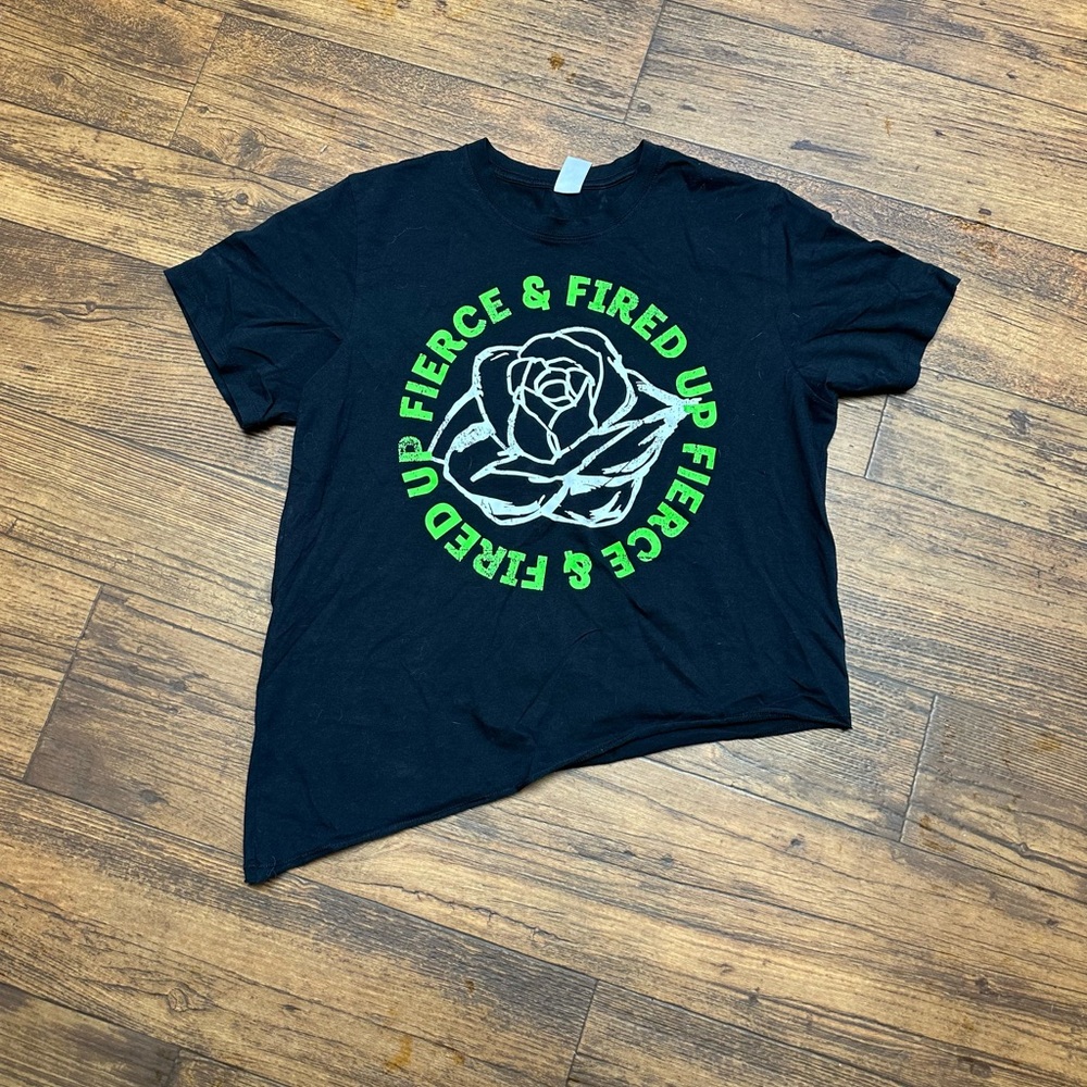 Zumba Fitness Black Crop Top with Green Print